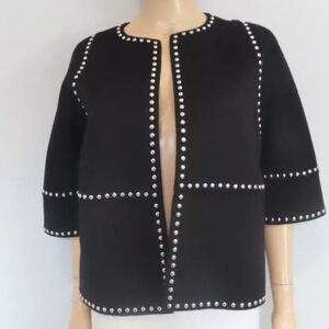 Michael Kors Collection Runway Edition Black Angora Wool Jacket Metal Rivets S…